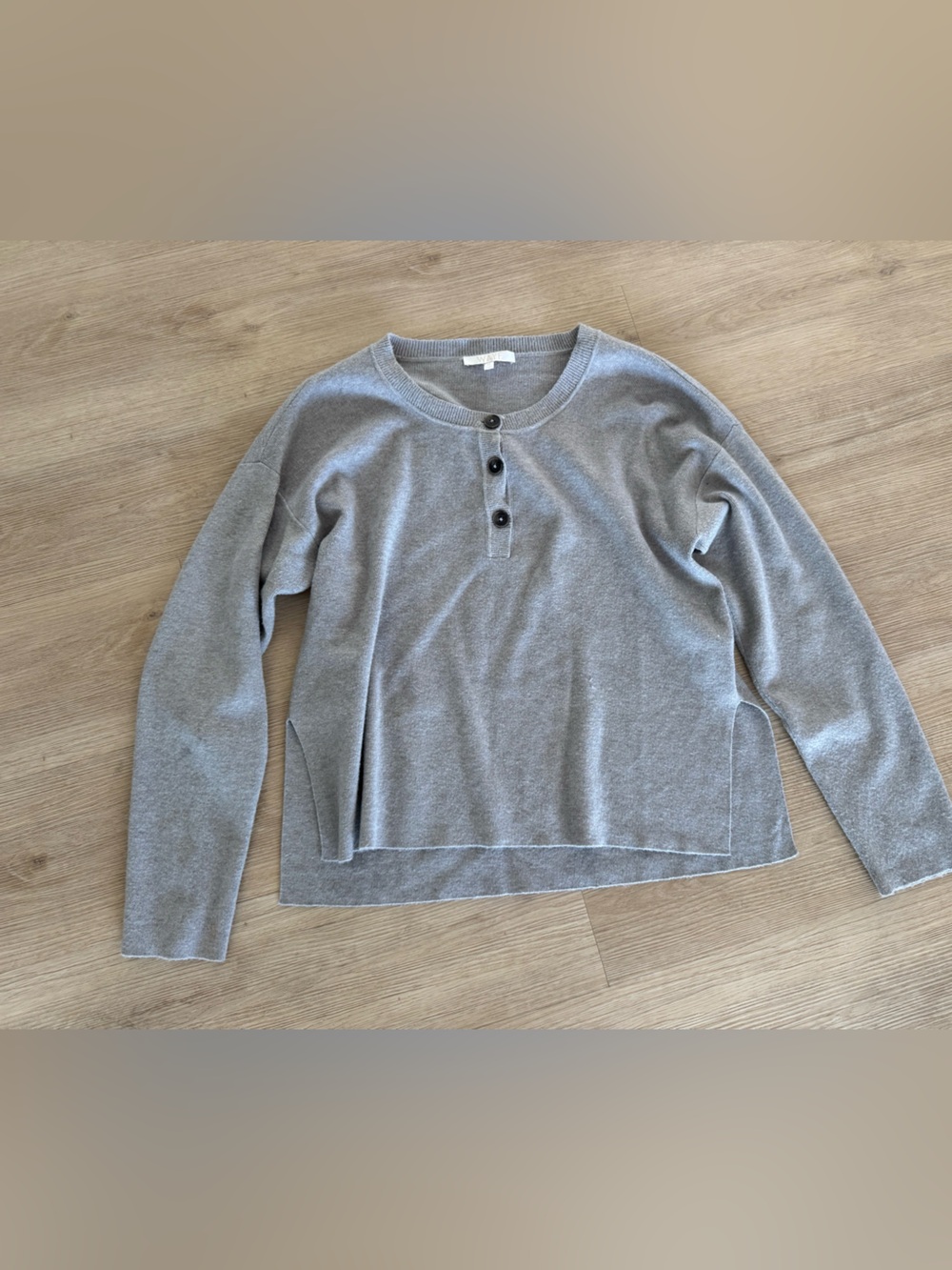 Wayf Gray Crewneck Henley Sweater
